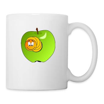 Funny caterpillar in a green apple - Mug - white - Right