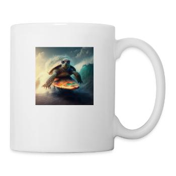 Cool turtle with sunglasses on surfboard - Mug - white - Right
