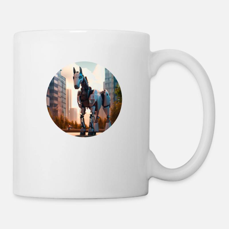 Roboter-Pferd - Tasse - Weiß
