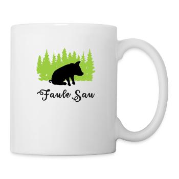 "Faule Sau: Gemütliche Auszeit" - Tasse - Weiß - Rechts