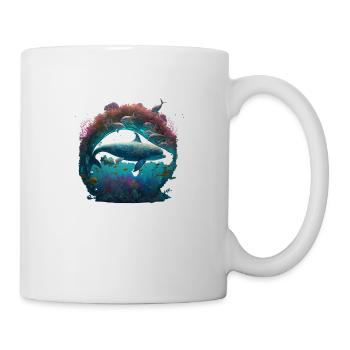 Dolphin Fantasy Art Underwater World Sea Reef - Mug - white - Right