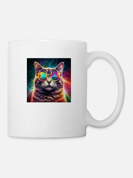 Kosmischer Katzenflair - Tasse - Weiß
