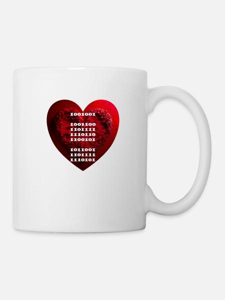 Verschlüsselte Liebeserklärung im Binärcode - Tasse - Weiß