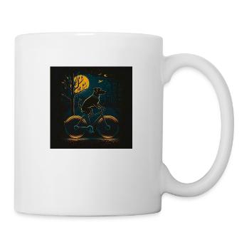 Chien à vélo la nuit - Mug blanc - blanc - Droite