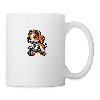 Doux chien sur une planche à roulettes - Mug blanc - blanc - Droite