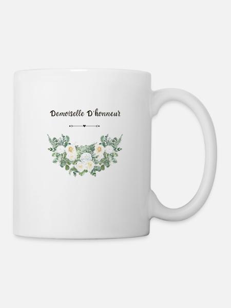 Demoiselle d'honneur floral - Mug blanc - blanc