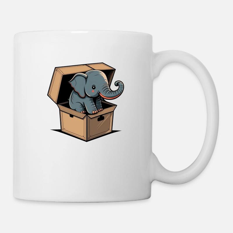 Netter Elefant in einer Kiste - Tasse - Weiß
