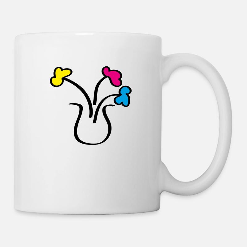 Abstrakte Zeichnung Blumen in einer Vase - Tasse - Weiß