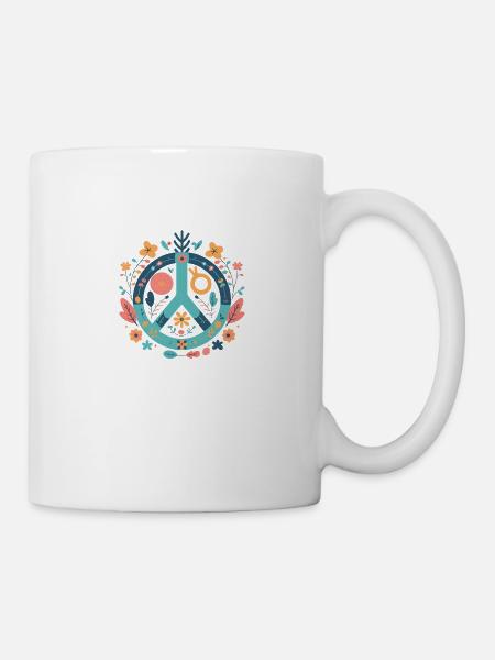 Frieden und Liebe - Tasse - Weiß