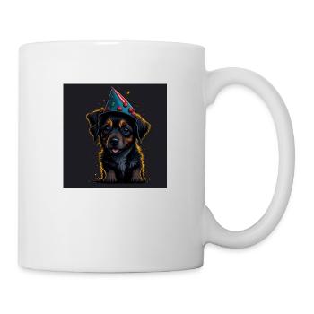 Chien avec chapeau d’anniversaire - Mug blanc - blanc - Droite