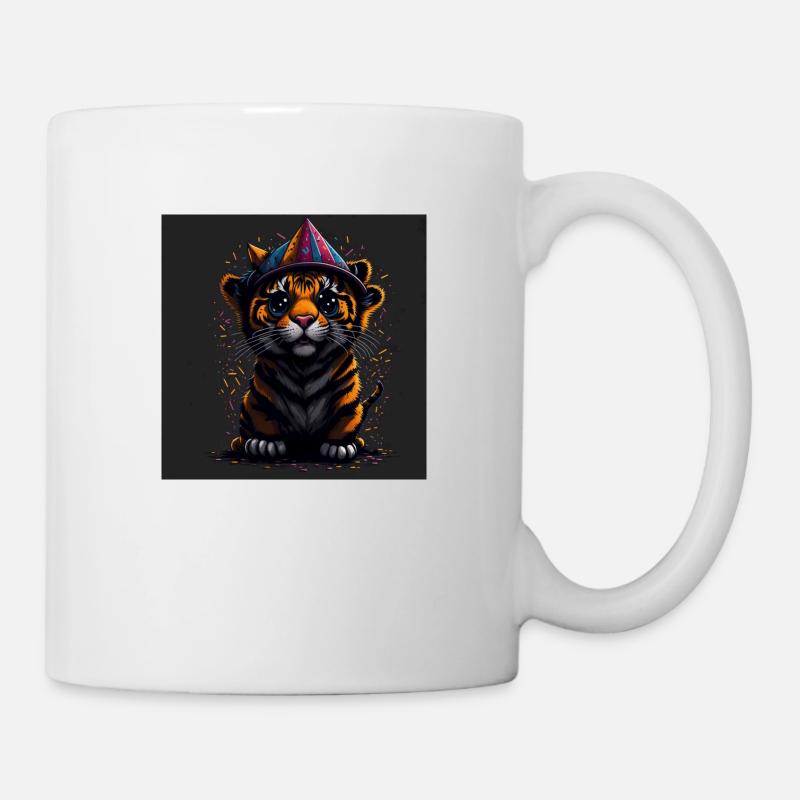 Cat with birthday hat - Mug - white
