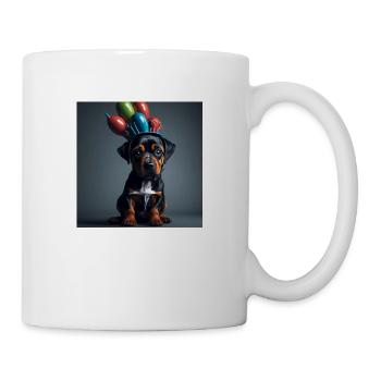 Chien avec chapeau d’anniversaire - Mug blanc - blanc - Droite