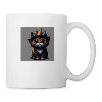 Chat avec chapeau d’anniversaire - Mug blanc - blanc - Droite