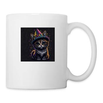 Chat avec chapeau d’anniversaire - Mug blanc - blanc - Droite