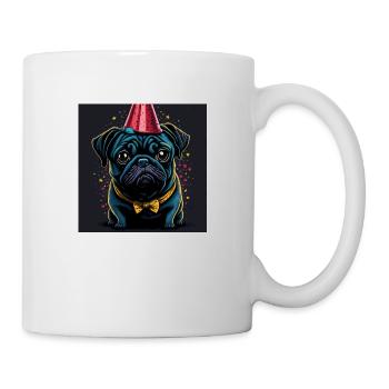 Chien avec chapeau d’anniversaire - Mug blanc - blanc - Droite