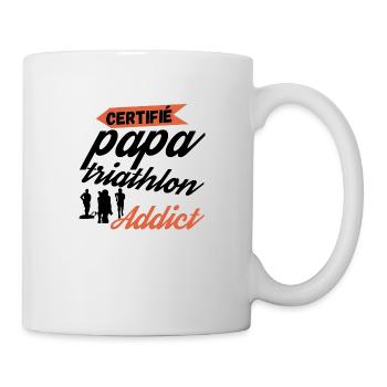 Certifié papa triathlon addict - Mug blanc - blanc - Droite