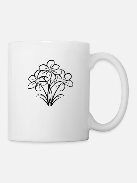 Handgezeichnete Blume - Tasse - Weiß