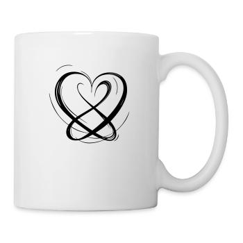 romantisches geschwungenes Herz für Valetninstag - Tasse - Weiß - Rechts