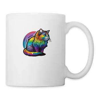 Regenbogen-Katze - Tasse - Weiß - Rechts