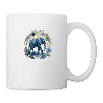 Blauer Elefant – Ruhe in Aquarell - Tasse - Weiß - Rechts