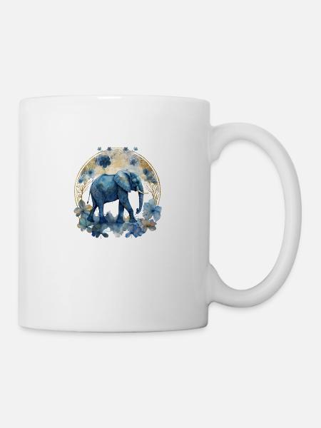 Blue Elephant – Rest in Watercolor - Mug - white