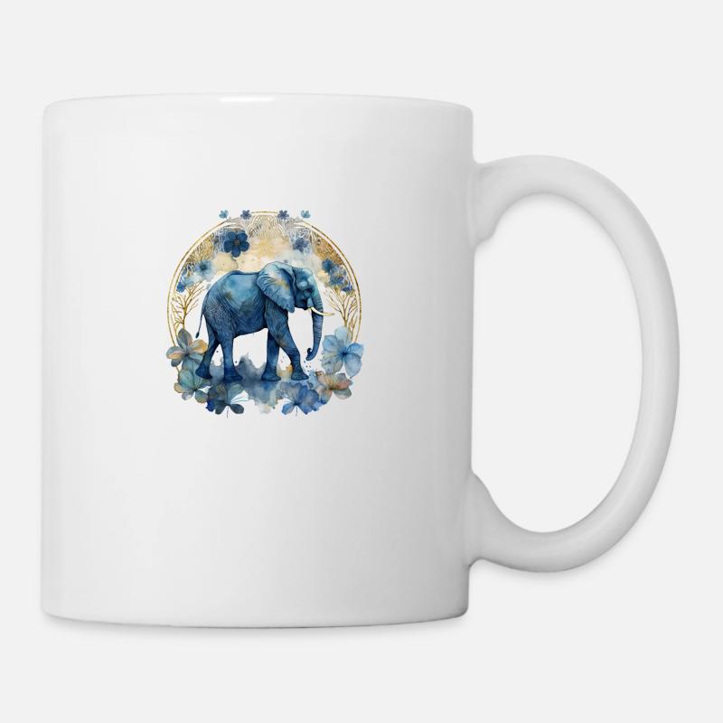 Blue Elephant – Rest in Watercolor - Mug - white