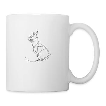 Cat fine line art on white background - Mug - white - Right
