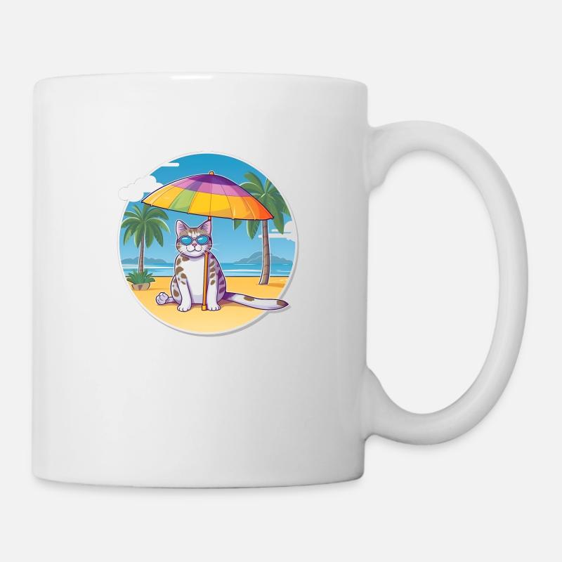 Chat de plage - Mug blanc - blanc