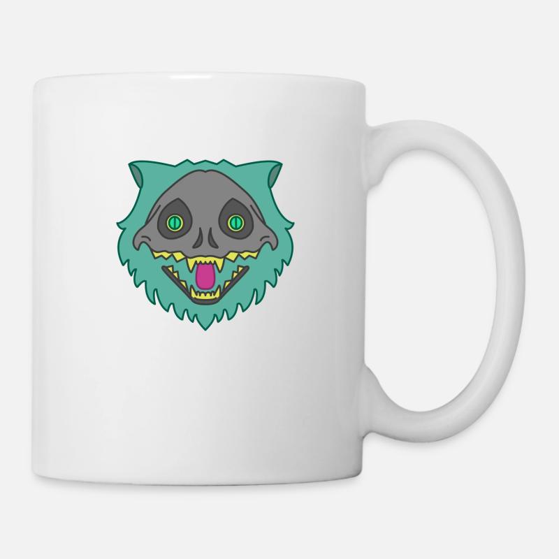 skeleton skull cat - Mug - white