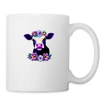 Kuh Blumen Blumenkranz weide - Tasse - Weiß - Rechts