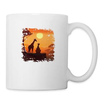 Giraffenfamilie genießt einen Sonnenuntergang - Tasse - Weiß - Rechts