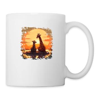 Giraffenfamilie genießt den Sonnenuntergang - Tasse - Weiß - Rechts