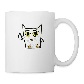 Fuck you owl montre un doigt d’honneur - Mug blanc - blanc - Droite