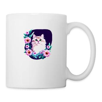 Chat persan Persan Chat animal de compagnie Fleurs - Mug blanc - blanc - Droite