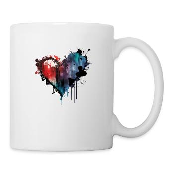 Herz Farbtropfen Bunt - Tasse - Weiß - Rechts