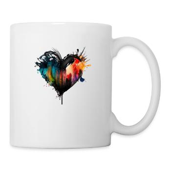Herz Farbtropfen Bunt - Tasse - Weiß - Rechts