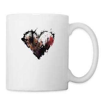 Herz Farbtropfen Bunt - Tasse - Weiß - Rechts