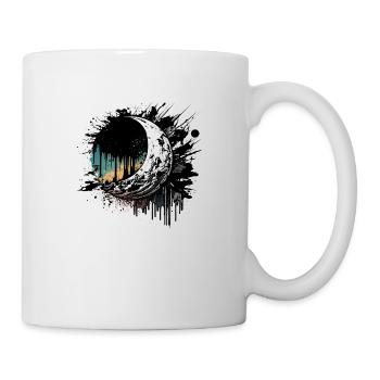 Mond Farbtropfen Schwarz Bunt - Tasse - Weiß - Rechts