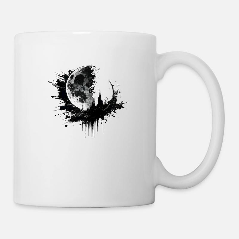 Mond Graffiti Schwarz - Tasse - Weiß
