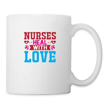 Nurses heal with love - Mug - white - Right