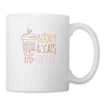Books & Cats and Coffee - Tasse - Weiß - Rechts