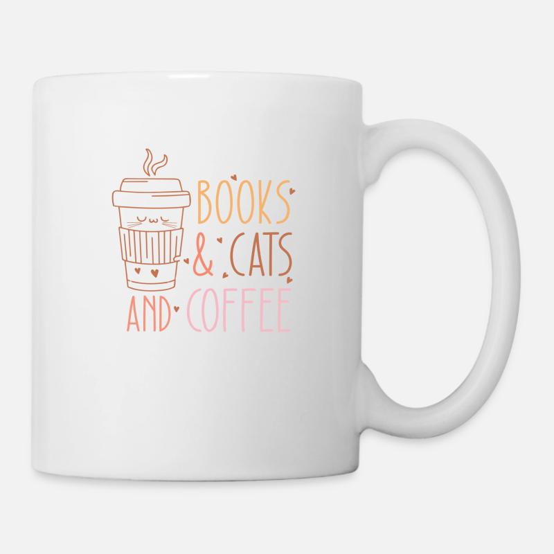 Books & Cats and Coffee - Tasse - Weiß