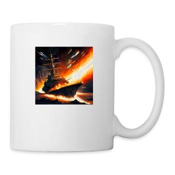 Battle ship in space volcano - Mug - white - Right