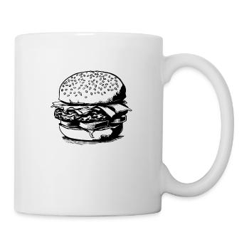 Hamburger Burger Fastfood Grillen Cheeseburger - Tasse - Weiß - Rechts