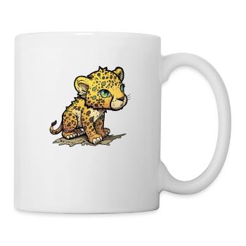 Leopard Comicstil - Tasse - Weiß - Rechts