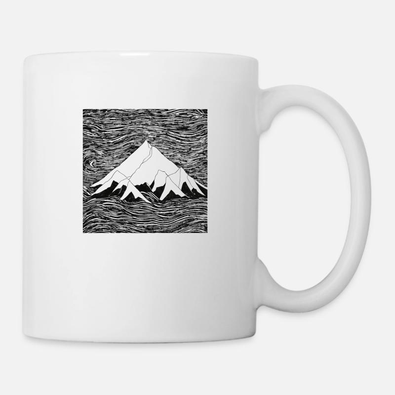 Line drawing of a mountain range - Mug - white