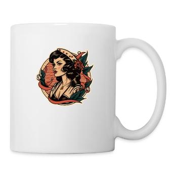 Traditionelle Tätowierung Seemannsfrau - Tasse - Weiß - Rechts