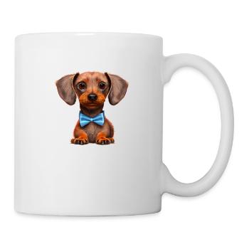 Dachshund mit Fliege Hund Hunde Dackelwelpe - Tasse - Weiß - Rechts