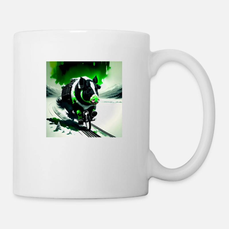 Das grüne Schwein - Tasse - Weiß