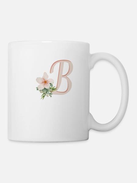 Lettre B avec fleur - Mug blanc - blanc